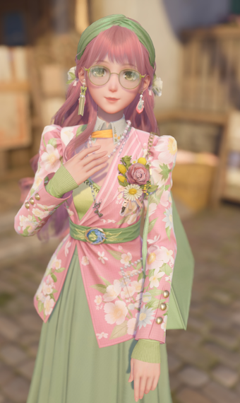 Pink and Green Florals image