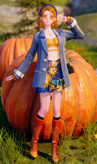 80's Orange and Blue Floral image