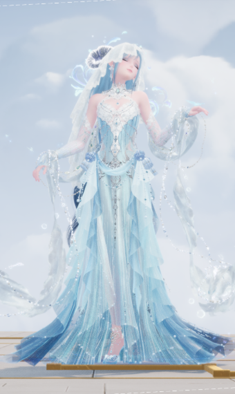 soft blue veil outfit image
