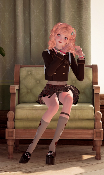 Little accessorized school uniform. image