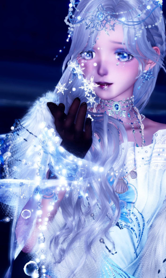 Snow flakes above ice image