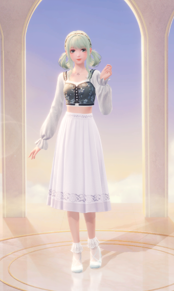commin flower girl in white and blue tints image