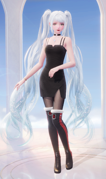 Black dress with long pigtails image