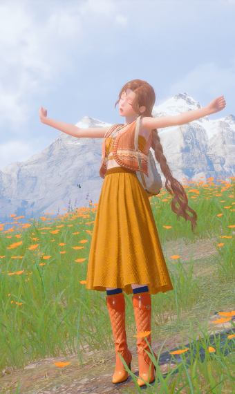Orange flower show dress image