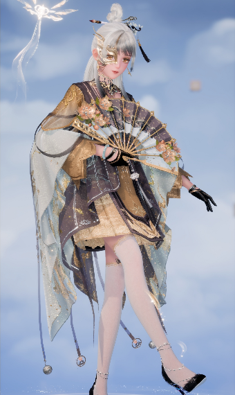 fan-feathered egret image