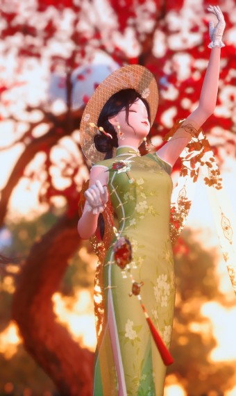 Mornings under the Crimsom Blossom Tree image