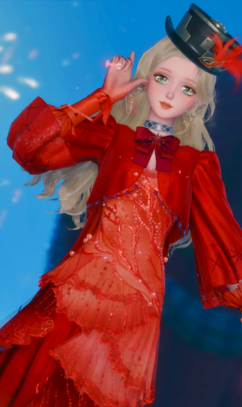 Red cloaked magician image