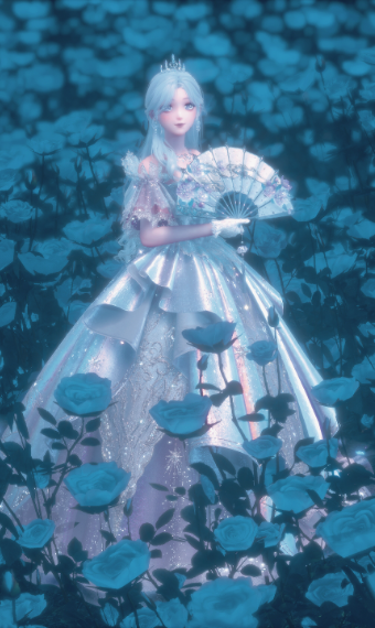 The Silver-Gowned Queen of Blue Roses image