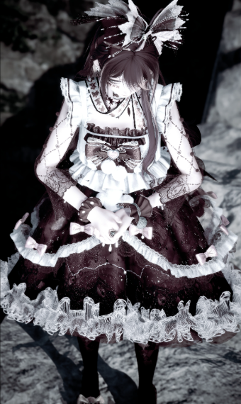 Black, white, and red dress, kind of dark image