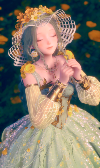 Green Yellow Flowers Dress image