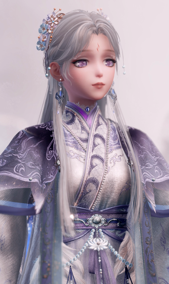 Purple White Long Dress image