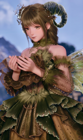 Green Moth Dress Horns image