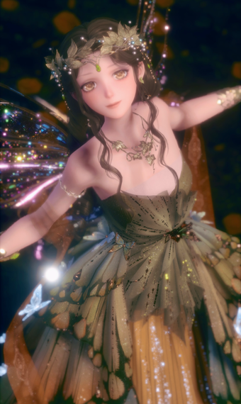 Green Orange Butterfly Fairy image