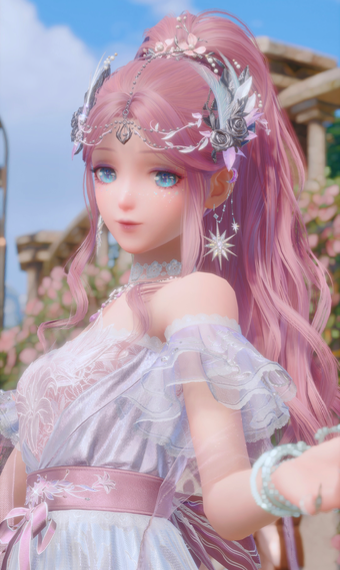White Pink Long Dress image