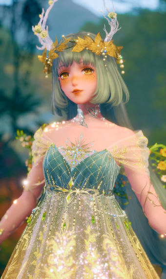 Green Yellow Short Dress Fairy image