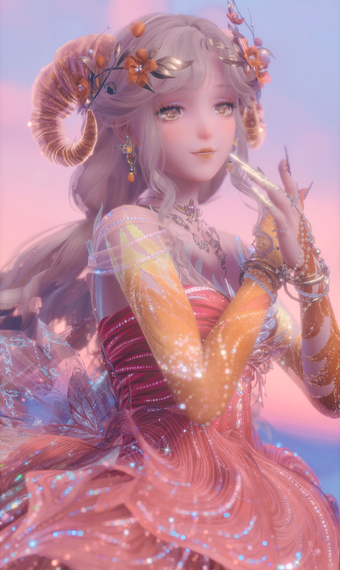 Pink Orange Sunset Fairy image