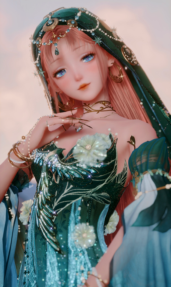 Teal Veil Dress image